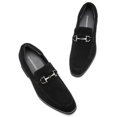 CHAMARIPA zapatos Con Alzas de talón oculto para hombre zapatos altos de ante negro para hombre 7 CM Más Alto