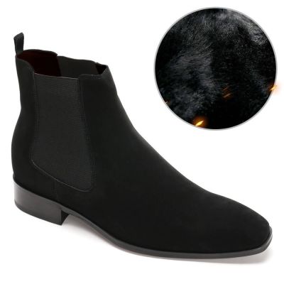 CHAMARIPA zapatos elevadores para hombres zapatos altos para hombres botas de gamuza negra 7 CM