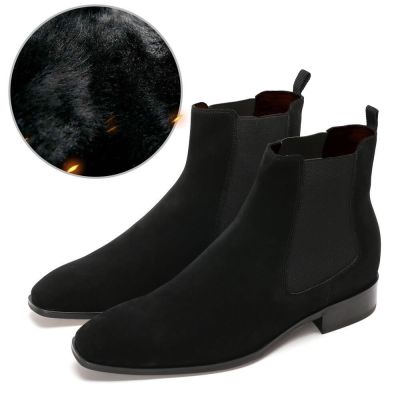 CHAMARIPA zapatos elevadores para hombres zapatos altos para hombres botas de gamuza negra 7 CM