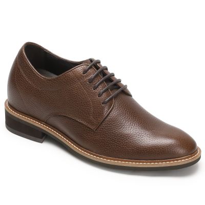 Derby marrones que se vuelven más altos - Zapatos de vestir de tacón alto para hombre - 8 CM Más Alto