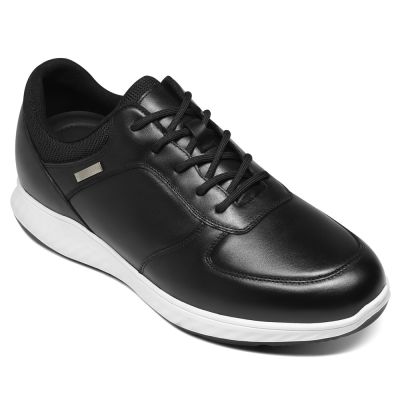 zapatos alzas hombre - zapatillas casual hombre piel negro 6cm