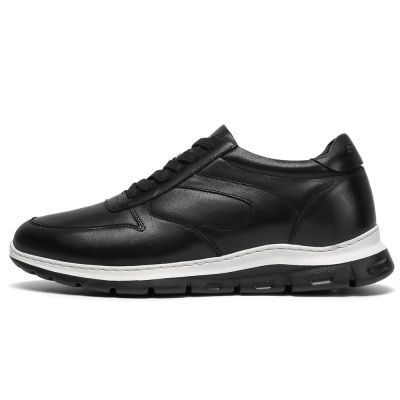 zapatos con alzas hombre - zapatillas con alzas hombre - zapatillas de cuero negras 7 CM Más Alto