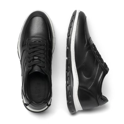 zapatos con alzas hombre - zapatillas con alzas hombre - zapatillas de cuero negras 7 CM Más Alto