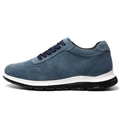 CHAMARIPA zapatos hombre con alzas - zapatos alzas hombre - zapatillas de ante azul marino 7 CM