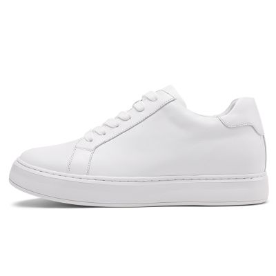 más altos zapatos de hombre - zapatos de hombre de cuero de vaca blanco que te hacen más alto 7 CM