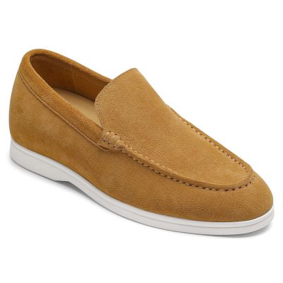 zapatos hombre con alzas - zapatos casuales mocasín ante marrón 5 CM