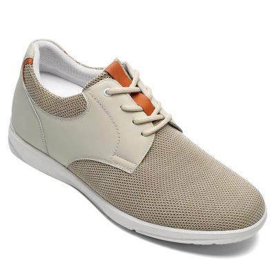 CHAMARIPA zapatos con alzas - zapatos altos hombre - zapatos casuales de punto beige hombres 7 CM Más Alto