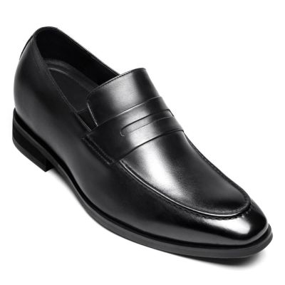 vegan elevator shoes - black vegan loafers shoes for men 7cm / 2.76 Inches