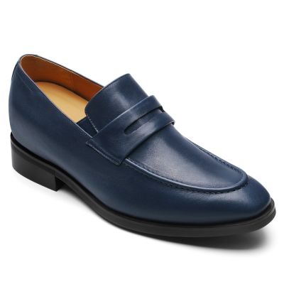 zapatos de vestir hombre - mocasines de cuero azul de 7cm