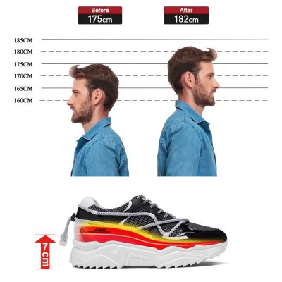 Zapatos De Hombre Con Alzas - Negro Respirable Casuales Deportivas Con Alzas 7CM Más Alto 