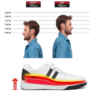 zapatos con alzas - zapatos para ser mas alto - zapatillas blancas casuales para hombre 7CM