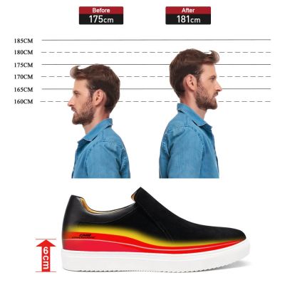 zapatos de altura para hombres - zapatos para ser mas alto hombres - zapatillas slip-on de ante negro 6 CM