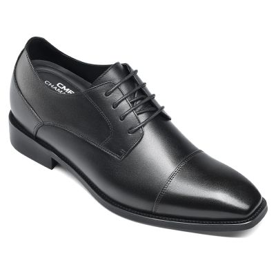 zapatos con alzas hombre - zapatos altos hombre - Zapatos derby negros 7CM