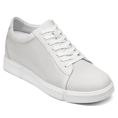 zapatillas con alzas - zapatos altos para hombres - Deportivas blancas de piel de becerro - 8CM