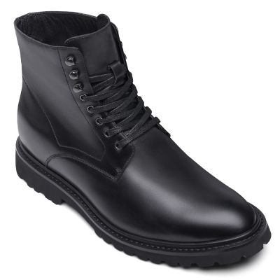 Zapatos Con Alzas - Botas Hombre Tacon Alto - Botas De Cuero Negras 8cm