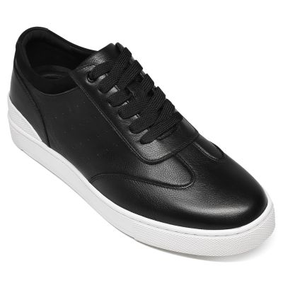 zapatos con alzas hombre - zapatillas casual hombre piel negro 5cm