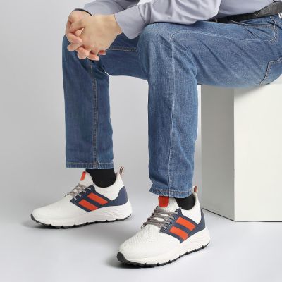 Deportivas Con Tacon Oculto Casuales - Zapatos Con Tacon Hombre De Punto Transpirables Blancos 8 CM Más Alto 