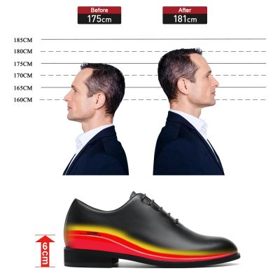 zapatos con alzas hombre - Elevadores de zapatos Oxford negros para hombre para aumentar la altura 6 CM