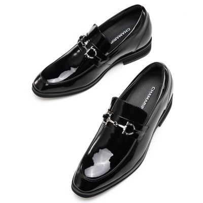 Zapatos Con Alzas para hombre zapatos de charol negro con tacones zapatos de aumento de altura 7 CM Más Alto