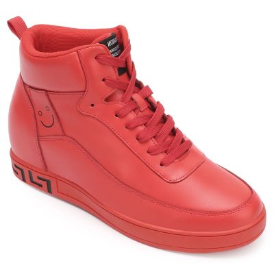 CHAMARIPA deportivas con alzas - zapatos deportivos de cuero rojo - zapatos con alzas de 7 CM Más Alto