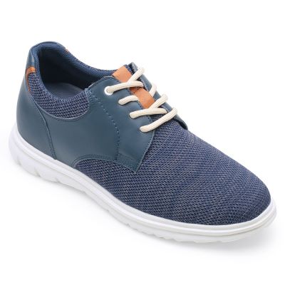 CHAMARIPA zapatos con alzas - zapatos altos hombre - zapatos casuales de punto azul marino hombres 7 CM Más Alto