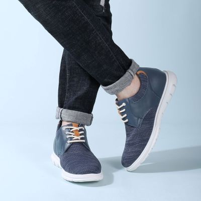 CHAMARIPA zapatos con alzas - zapatos altos hombre - zapatos casuales de punto azul marino hombres 7 CM Más Alto