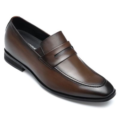 CHAMARIPA zapatos para ser más altos - zapatos con alzas hombre - Mocasines de color caqui 7 CM Más Alto