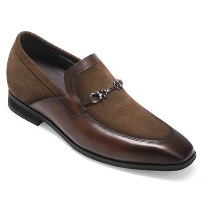 CHAMARIPA zapatos con alzas hombre - zapatos altos hombre - mocasines de ante marrón hombre 6 CM Más Alto