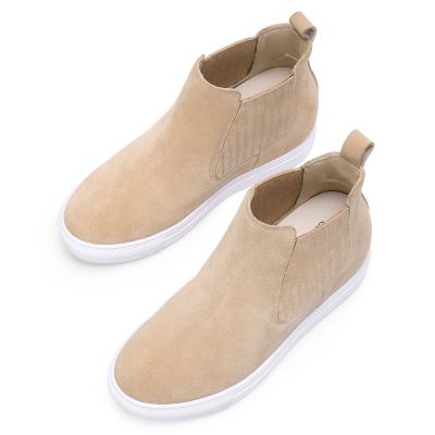 Zapatillas de cuña oculta Chamaripa - botas de zapatilla de cuña Beige - Zapatos personalizados - 7CM Más Alto