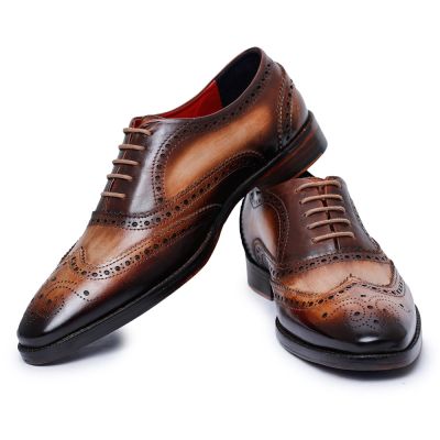 CHAMARIPA Zapatos con alzas para hombre - Zapatos Oxford hechos a mano - Marrón 7 CM