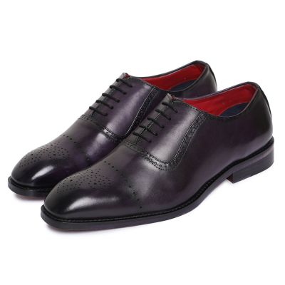 CHAMARIPA aumentar estatura zapatos - oxford con punta de medallón hechos a mano - púrpura - 7 CM más alto