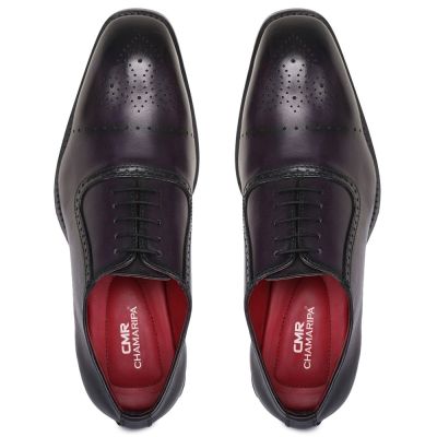 CHAMARIPA aumentar estatura zapatos - oxford con punta de medallón hechos a mano - púrpura - 7 CM más alto