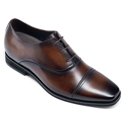 zapatos de vestir hombre altos - más altos zapatos de hombre - zapatos oxford de hombre marrones 7 CM