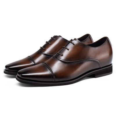 zapatos de vestir hombre altos - más altos zapatos de hombre - zapatos oxford de hombre marrones 7 CM