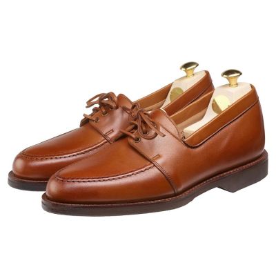 zapatos con alzas - Zapatos mocasines con aumento de altura de piel de becerro color canela para hombre 6 CM