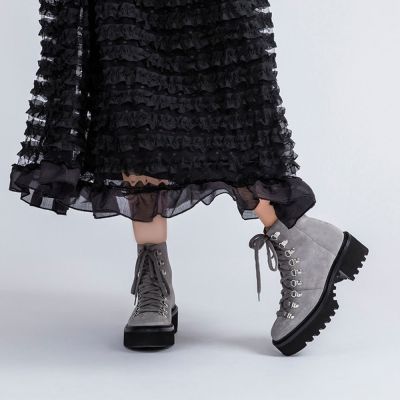 CHAMARIPA botas de cuña - botas de cuña de plataforma para mujer - botas de plataforma de gamuza gris mujer 8 CM más alta