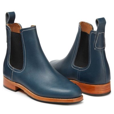 CHAMAIPA botas de zapatilla de cuña - botas de cuña para mujeres - botas Chelsea de cuero azul para mujeres - 7 CM más alto