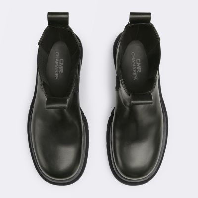 zapatillas con alzas mujer - zapatos con alzas mujer - Botines Chelsea de cuero negro 7CM