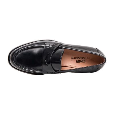 zapatillas con alzas mujer - zapatos con alzas mujer - mocasines penny piel negra 6 CM