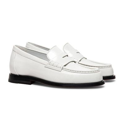 zapatos con alzas mujer - calzado con alzas - mocasines penny piel blanca 6 CM