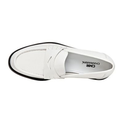 zapatos con alzas mujer - calzado con alzas - mocasines penny piel blanca 6 CM