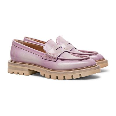 alzas para zapatos mujer - zapatillas con alzas mujer - Náuticos de mujer Lavanda lila piel desgastada 7 CM