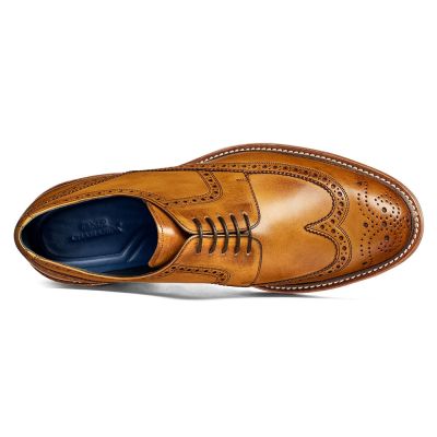 goodyear welted zapatos de altura - zapatos para ser mas alto - Zapato brogue de punta de ala marrón pintado a mano 7 CM