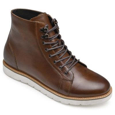 CHAMARIPA botas Con Alza - botas elevadoras de aumento de altura zapatos de cuero marrón que te hacen 7CM más alto