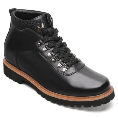 Botas Hombre con Cordones Negras - Botas para Novio de Aumento de Altura - 8 CM Más Alto