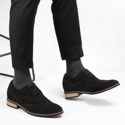 CHAMARIPA zapatos hombre con alzas - negro zapatos con alzas hombre - ante zapatos derby 8 CM Más Alto