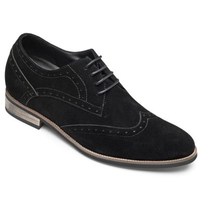 CHAMARIPA zapatos hombre con alzas - negro zapatos con alzas hombre - ante zapatos derby 8 CM Más Alto