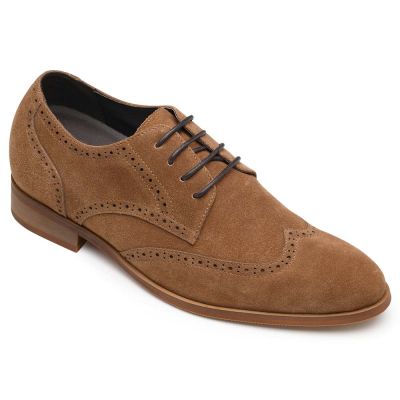 CHAMARIPA zapatos altos hombre - zapatos para parecer mas alto - marrón ante zapatos derby 7 CM Más Alto