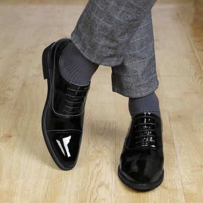 CHAMARIPA zapatos con plataforma hombre - zapatos con alza hombre - negro Zapatos de vestir 8 CM Más Alto