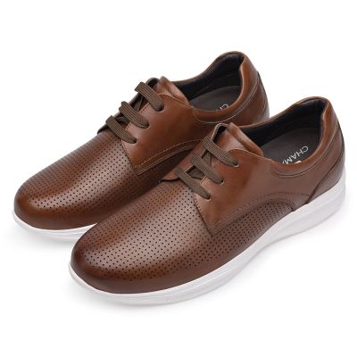 CHAMARIPA zapatos con alzas - zapatos con alzas para hombres - zapatos casuales de cuero marrón 7 CM Más Alto